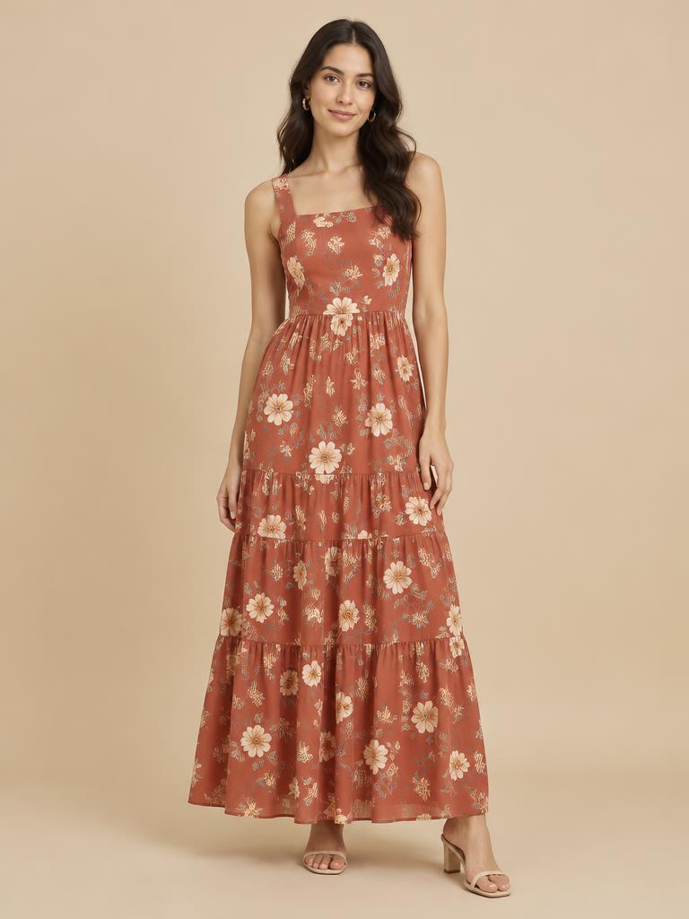 Flora tiered maxi
